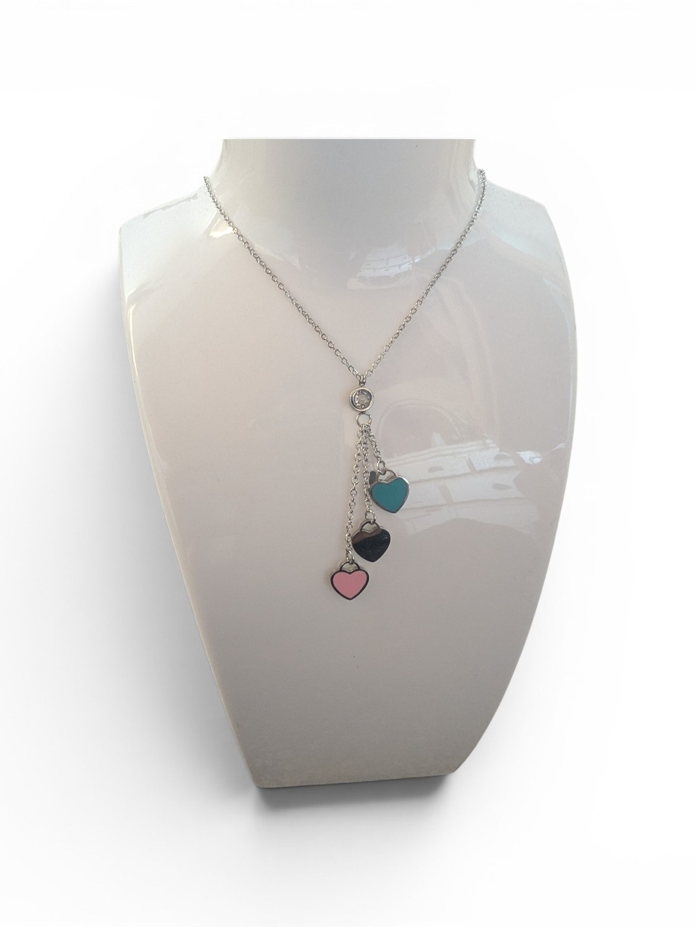 Multi-Heart Pendant Necklace in Pink, Blue Silver Or Gold - Women Jewelry